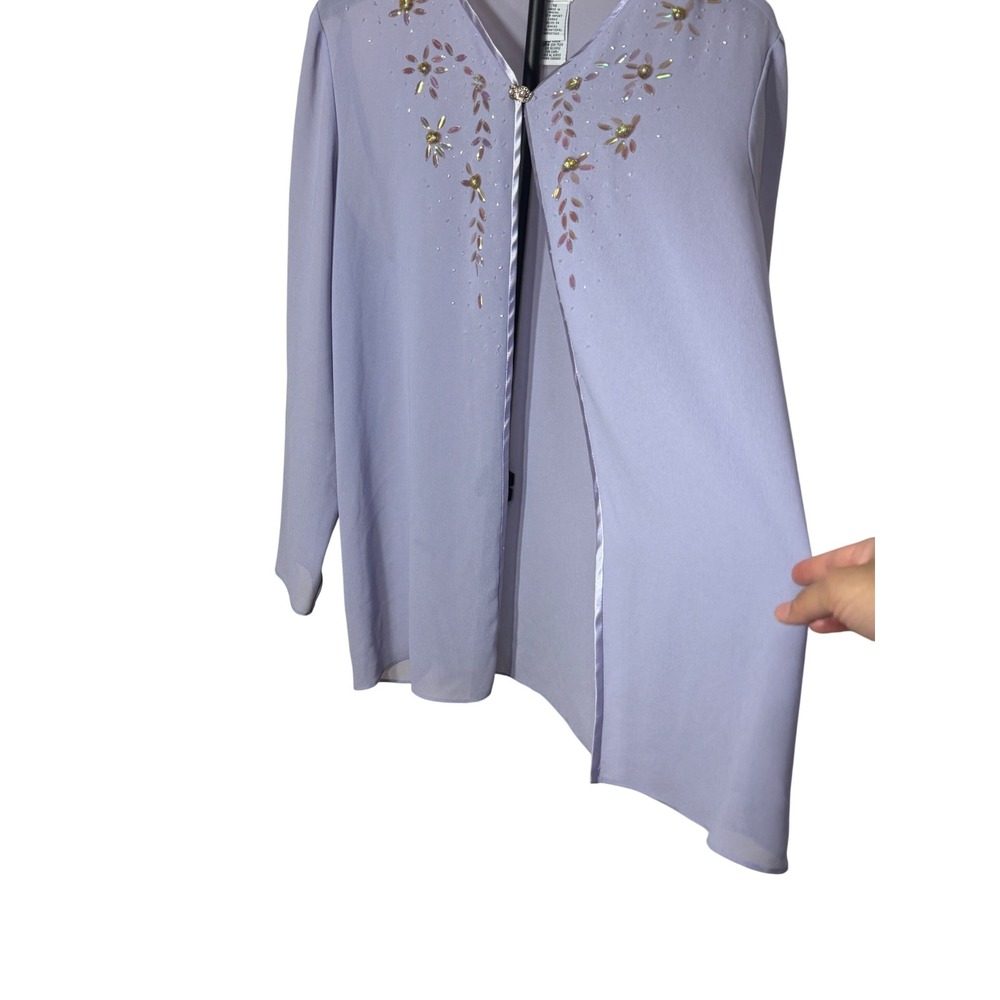 R&M Richards Karen Kwong Lavender Beaded Sheer Evening Jacket Size 16 Formal - Picture 3 of 6
